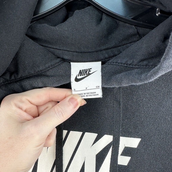 Vintage Nike‎ Hoodie Mens S Black Sweatshirt Center Swoosh Air Spellout Sweater - Picture 4 of 8